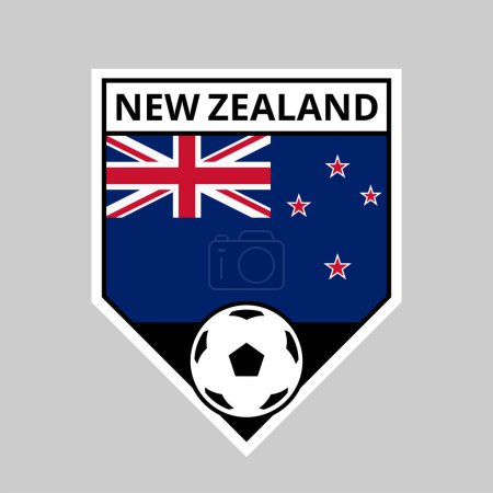 Illustration for Illustration of Angled Shield Team Badge of New Zealand for Football Tournament - Royalty Free Image
