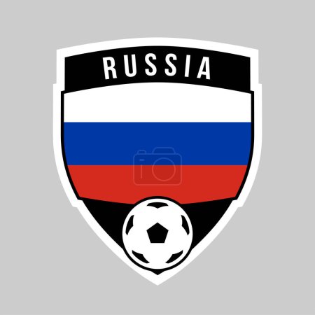 Téléchargez les illustrations : Illustration de l'insigne de l'équipe de bouclier de la Russie pour le tournoi de football - en licence libre de droit