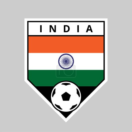 Téléchargez les illustrations : Illustration de l'insigne de l'équipe indienne Angled Shield pour le tournoi de football - en licence libre de droit