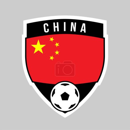 Téléchargez les illustrations : Illustration de l'insigne de l'équipe Shield de Chine pour le tournoi de football - en licence libre de droit