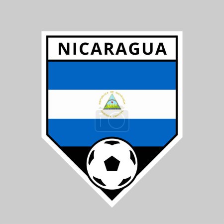 Téléchargez les illustrations : Illustration de l'insigne de l'équipe Angled Shield du Nicaragua pour le tournoi de football - en licence libre de droit