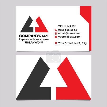 Ilustración de Plantilla de tarjeta de visita roja y negra con el icono de la letra en negrita U sobre un fondo gris claro - Imagen libre de derechos