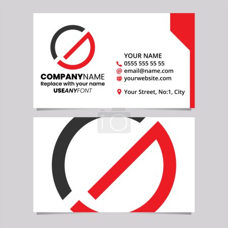 Illustration for Red and Black Business Card Template with Circle Letter G Logo Icon Over a Light Grey Background - Royalty Free Image
