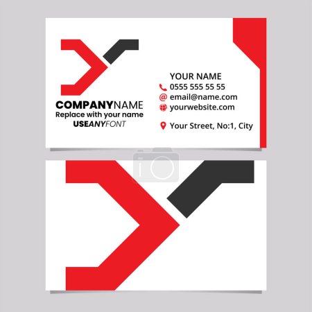 Ilustración de Plantilla de tarjeta de visita roja y negra con el icono del logotipo de la letra Y del interruptor de carril sobre un fondo gris claro - Imagen libre de derechos