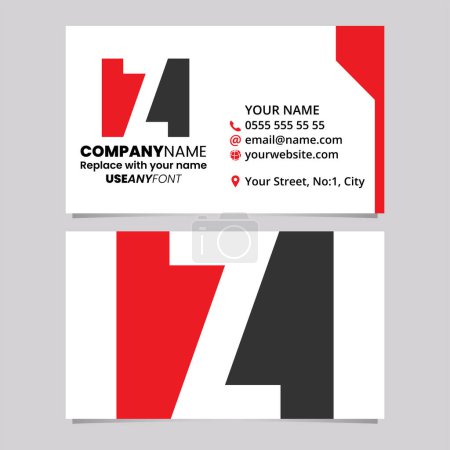 Ilustración de Plantilla de tarjeta de visita roja y negra con el icono de la letra Z en forma de rectángulo sobre un fondo gris claro - Imagen libre de derechos