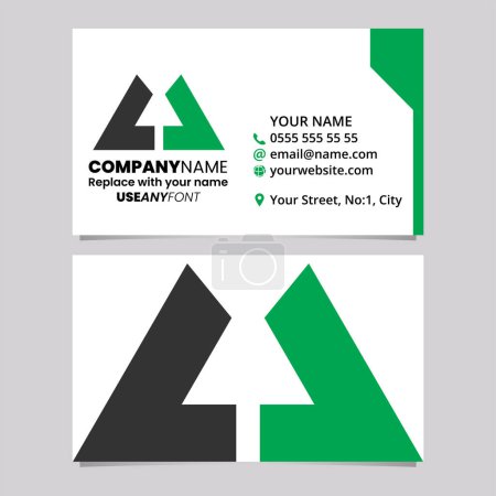 Illustration for Green and Black Business Card Template with Bold Letter U Logo Icon Over a Light Grey Background - Royalty Free Image