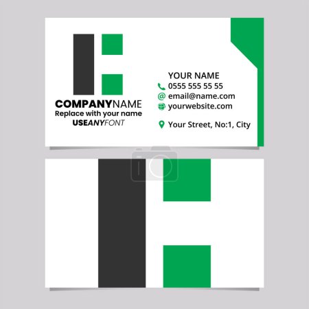 Illustration for Green and Black Business Card Template with Rectangular Letter C Logo Icon Over a Light Grey Background - Royalty Free Image