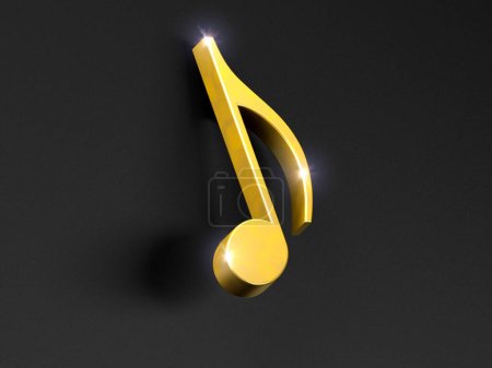 Foto de Concepto de canción y melodía. Fondo musical. Notas musicales doradas sobre fondo negro.Ilustración 3d. - Imagen libre de derechos