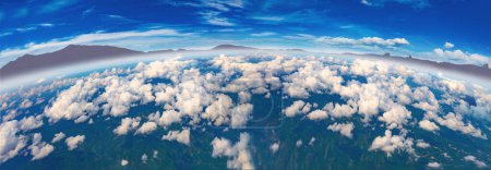Foto de Cielo azul claro y nubes blancas, panorama de nubes desde arriba, vista desde el plano.. - Imagen libre de derechos