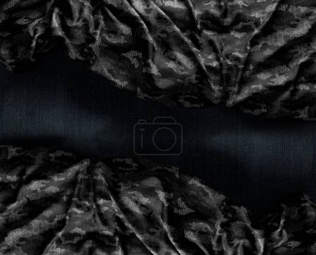 Téléchargez les photos : Détail de la texture de la toile dans le noir.Texture élégante en soie sombre ou en tissu de luxe satiné.Illustration 3d.
. - en image libre de droit