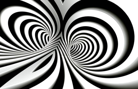 Foto de Túnel abstracto o agujero infinito en concepto de vértigo, fondo espiral abstracto en blanco y negro pattern.3d ilustración - Imagen libre de derechos