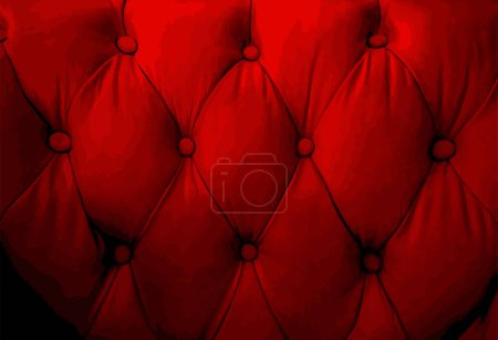 Téléchargez les illustrations : Canapé rétro rouge texture cuir avec boutons. - en licence libre de droit
