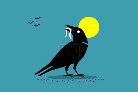 El pájaro madrugador consigue el gusano. Ilustraciones vectoriales clip art representa el concepto de madrugador, ventaja del primer motor, productivo, proactivo, oportunidad y oportuno. 