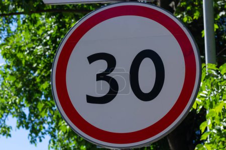 Photo for Traffic sign which means 30 kilometers per hour. - Royalty Free Image