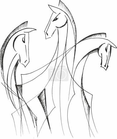 Vektorsilhouette eines laufenden Pferdes.