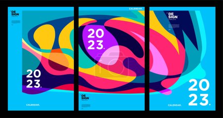 Ilustración de Año nuevo 2023 plantilla de diseño de calendario con resumen geométrico colorido. Diseños de calendario vectorial. - Imagen libre de derechos