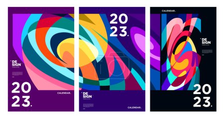 Ilustración de Año nuevo 2023 plantilla de diseño de calendario con resumen geométrico colorido. Diseños de calendario vectorial. - Imagen libre de derechos