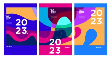 Illustration for New year 2023 design template with fluid colorful abstract background - Royalty Free Image