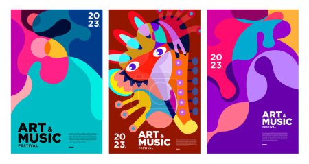Photo for Summer Colorful Art and Music Festival Poster and Cover Template 2023 - Royalty Free Image