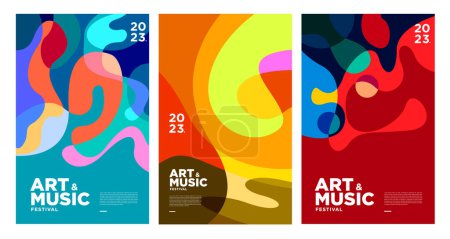 Illustration for Summer Colorful Art and Music Festival Poster and Cover Template 2023 - Royalty Free Image