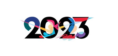 Téléchargez les illustrations : Nouvel an 2023 lettrage vectoriel coloré pour tittle et titres - en licence libre de droit