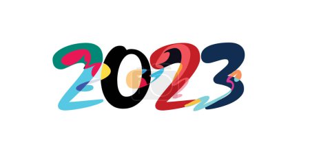 Ilustración de Año nuevo 2023 letras vectoriales de colores para el título y titulares - Imagen libre de derechos