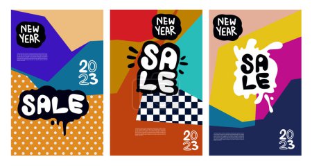 Illustration for Vector New Year 2023 Sale with colorful abstract background for banner advertising design - Royalty Free Image