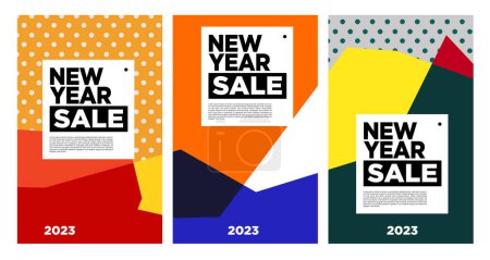 Téléchargez les photos : Vector New Year 2023 Vente avec fond abstrait coloré pour la conception de bannière publicitaire - en image libre de droit