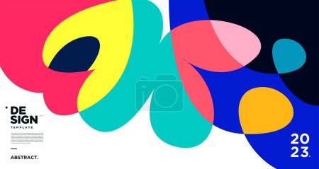 Téléchargez les illustrations : Vecteur coloré abstrait fluide et fond géométrique pour la nouvelle année 2023 design - en licence libre de droit
