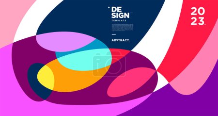 Téléchargez les illustrations : Vecteur coloré abstrait fluide et fond géométrique pour la nouvelle année 2023 design - en licence libre de droit