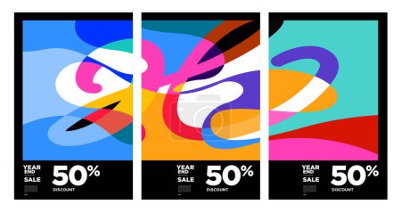 Illustration for Vector colorful abstract year end sale background 2023 design - Royalty Free Image