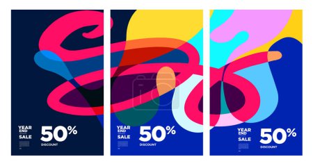 Illustration for Vector colorful abstract year end sale background 2023 design - Royalty Free Image