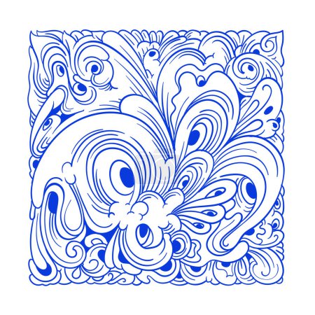 Illustration for Vector abstract ethnic and culture doodle illustration in blue color for backgrounds - Royalty Free Image