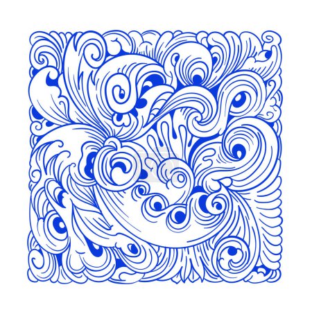 Ilustración de Vector abstract ethnic and culture doodle illustration in blue color for backgrounds - Imagen libre de derechos
