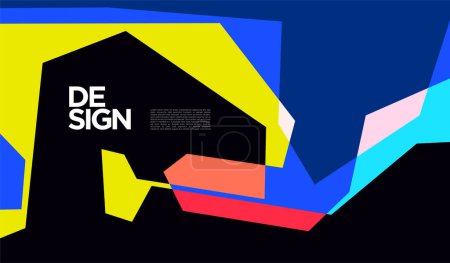Téléchargez les illustrations : Vecteur plat abstrait géométrique fond coloré design - en licence libre de droit