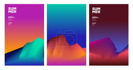 Téléchargez les illustrations : Vector colorful abstract gradient fluid background for summer banner 2023 design - en licence libre de droit