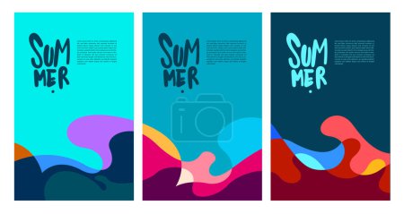 Ilustración de Vector Colorful Fluid and Liquid Summer Brochure Background Templates - Imagen libre de derechos