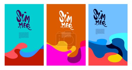 Téléchargez les illustrations : Vector Colorful Fluid and Liquid Summer Brochure Background Templates - en licence libre de droit