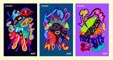 Téléchargez les illustrations : Illustration vectorielle d'art ethnique et de design coloré pour décors de festivals d'été - en licence libre de droit