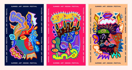 Illustration for Vector Colorful Ethnic Art and Design illustration for Summer Festival Backgrounds - Royalty Free Image