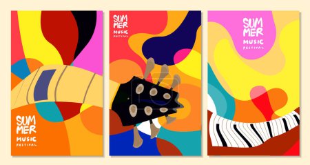 Ilustración de Ilustración vectorial colorido verano música festival banner diseño - Imagen libre de derechos