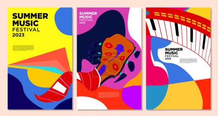 Ilustración de Ilustración vectorial colorido verano música festival banner diseño - Imagen libre de derechos