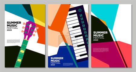 Illustration for Vector illustration colorful summer music festival banner design template - Royalty Free Image