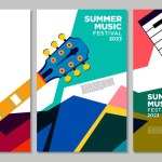 Vector illustration colorful summer music festival banner design template