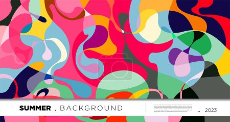 Illustration for Vector colorful abstract fluid and geometric background for summer 2023 design - Royalty Free Image