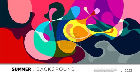 Illustration for Vector colorful abstract fluid and geometric background for summer 2023 design - Royalty Free Image