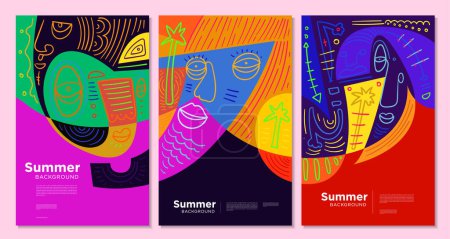 Photo for Colorful abstract ethnic pattern illustration for summer holiday banner and poster design - Royalty Free Image