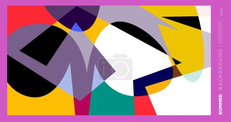 Téléchargez les illustrations : Illustration vectorielle abstraite colorée dynamique motif géométrique fond pour l'été 2023 modèle de conception - en licence libre de droit