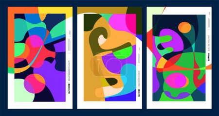 Ilustración de Vector colorido abstracto líquido, fluido y garabatos arte fondo para el diseño de verano 2023 - Imagen libre de derechos