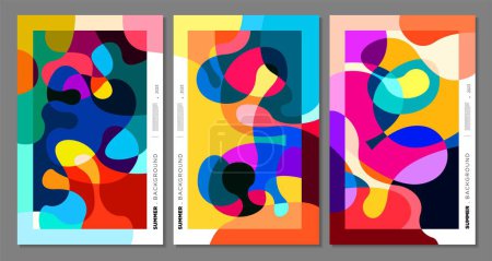 Ilustración de Vector colorido abstracto líquido, fluido y garabatos arte fondo para el diseño de verano 2023 - Imagen libre de derechos